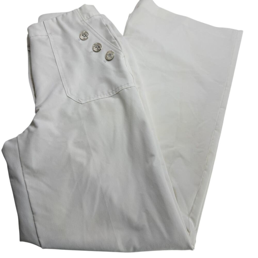 Tommy Hilfiger nautical-style Pants decorative gold-toned buttons White Size 6